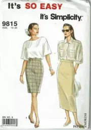Simplicity Sewing Pattern 9815 Misses Skirts Size 10-20