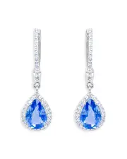 Meira T 14K White Gold Blue Sapphire & Diamond Huggie Hoop Earrings