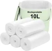 Biodegradable Bin Bags 120PCS 10L Small Countertop Liners 2.6 Gallon White Compo