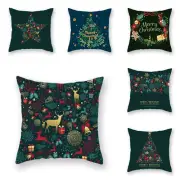 Happy Christmas Pillow Case Cushion Cover Square Christmas Pillow Cover