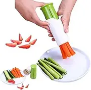 Cucumber Slicer, Strawberry Slicer, Grape Slicer, Carrot Cutter, Potato Cutter, Kitchen Tools, Multi-Function and Vegetable, Fruit Salad Making Pizza Fruit Dispenser (Green, One Size)