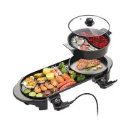 Electric Hot Pot with Grill Indoor Shabu-shabu Hotpot Korean BBQ Grill, Remov...