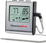 ThermoPro TP16 Digital Meat Thermometer with Food-grade Temperature Probe for Smoker Oven BBQ Grill Multifunctional Food Thermometer with Pre-programmed Food Temperature Set and Timer