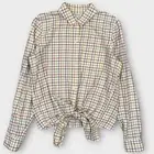 $79 Madewell Shirt Top Womens Extra Small Multicolor Check Tie Front Button Up