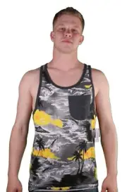 Von Zipper Jarhead Knit Pocket Hawaii Tank Top Muscle Beach Shirt