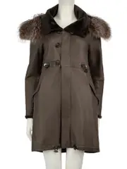 Grey Leather Reversible Coat