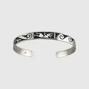 925 Sterling Silver Kokopelli Mens Cuff Bracelet Native American Southwest Tribal Bangle