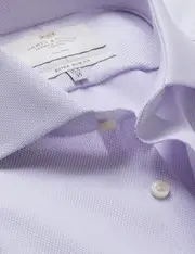 Hawes & Curtis Non-Iron Lilac & White Textured Weave Extra Slim Fit Shirt | Windsor Collar Size: 17" collar, 37" sleeve