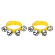 2 Pack Wrist Bells, Jingle Bells Christmas Hand Bells with 4 Bells Yellow