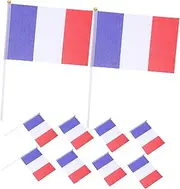 HORIALENCE 25pcs Miniature French Flag with Pole Vivid Polyester France Desk Flag for Office Classroom and Party Decoration Color Versatile Use Festive Elegance