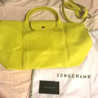 在飛比找蝦皮購物優惠-Longchamp 小羊皮摺疊包 檸檬黃