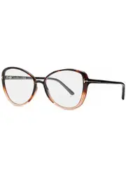 Tom Ford Oversized Optical Glasses, Optical Glasses, Brown Havana, Signature T Insert at Temples, Designer Plaque at Tips, Oversized ONE SIZE