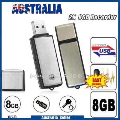 2X Digital Voice 8GB Recorder USB Memory Stick Mini Audio Activated Dictaphone