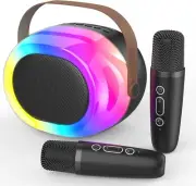 Machine for Kids Adults,Portable Bluetooth Speaker with Two Wireless Microphones