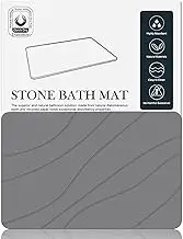 GIOD Stone Bath Mat, Diatomaceous Bath Mat, 60×39×1cm Quick-Drying Water-Absorbing Non-Slip Diatomaceous Earth Hard Bath Mat, Modern and Stylish Bathroom Mat, Door Mat Bath Drying Mat (Dark Gray-A)