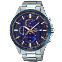 在飛比找momo購物網優惠-【CASIO 卡西歐】EDIFICE 炫籃賽車三眼計時錶(E