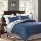 Comforter Size, 600 Thread Count Cotton Navy & Grey Queen Navy&blue Leaves