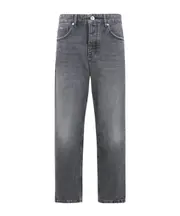 AMI Paris Belt-Looped Mid-Rise Jeans 32 Gray