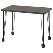LINNMON / KRILLE desk, dark grey/black, 100x60 cm