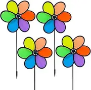 timecity 9.4 inch Wind Spinners Flower Spinners Colorful Wind Spinners for Lawn Pinwheels Windmill Party Pinwheel Wind Spinner Yard and Garden ，4pcs