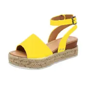 Catzon Womens Wedge Sandals Platform Espadrilles with Ankle Strap Open Toe-Yellow