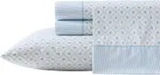 Laura Ashley - Sheet Set, Breathable Percale Cotton Bedding, 200 Thread Count, Deep Pocket, Chic Home Decor (Kate Blue, King)