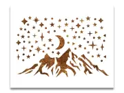 Mountains Stencil - Reusable Color, Draw, Paint Custom Moon & Stars Stencil Art