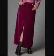 NEW Anthropologie Madi Front-Slit Corduroy Maxi Skirt by Pilcro 2P 2 4 S