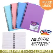 A5 Spiral Coil Notebook Diary Ruled School Office Hard Back Note Book Memo 120p
