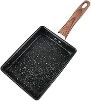 Sofelix Japanese Omelette Frying Pan (Plastic Wooden Handle), 19.5cm x 14.5cm, Non-Stick, Gas Compatible