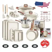 Granite Non-Stick 20-Piece Cookware Set with Tempered Glass Lids & Cool Handles