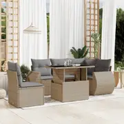 6 Piece Garden Sofa Set with Cushions Beige Poly Rattan vidaXL