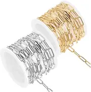 [jojofuny] 2pcs Paperclip Chain Necklace Durable Jewelry Making Supplies for DIY Accessories Smooth Finish for Necklaces Bracelets and More Versatile Crafting