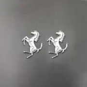 Ferrari Prancing Horse Chrome Silver Badge Copper Set Emblem 7*4.8CM(Fit Many) (for: Ferrari)