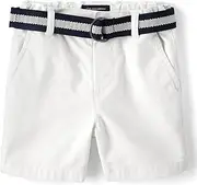 [The Children's Place] Baby and Toddler Boys Belted Chino Shorts, Baby and Toddler Boys Belted Chino Shorts, Blue