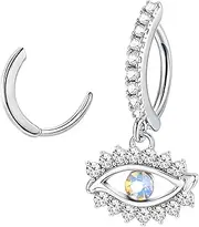 Kakonia 14G Clicker Belly Button Rings for Women Stainless Steel Cubic Zircon Opal Heart Reverse Curved Navel Rings Piercing Jewellery