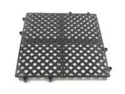 Thunder Group PLIM1212SM 12in x 12in Dishwasher Safe Interlocking Black Bar Mat