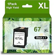 67XL Black Ink Cartridge Replacement for HP Ink 67 67XL 3YM57AA for DeskJet 2700 2722e 2723e 2755e 2800e 2820e 4100e 4155e 6034e 6400 6055 6420e 6052 6455e 6458 6475 Printer(1 Black)