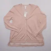 Chicos Sweater Womens 1 Peach Blush Leila Lace Cardigan Shear Wispy Whimsical