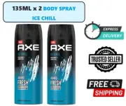 2 x 135ML AXE Ice Chill Deodorant Body Spray 48-Hour Fresh Fragrance For Men