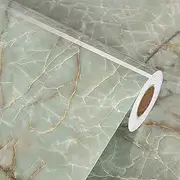 Cyan Glossy Marble Contact Paper Peel and Stick Countertops Self Adhesive Waterproof Peel and Stick Wallpaper Vinyl Removable Granite Contact Paper for Bathroom Cabinets Drawers Table Tops 24''x118''