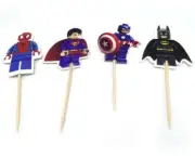 12pcs Superhero lego cake topper avengers cupcake toppers spiderman batman iron
