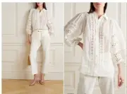 NWT Authentic Zimmermann Devi Crochet-Trim Billow Blouse size AU 2