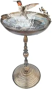 WJnflQN Bird Bath - Standing Outdoor Bird Bath with Feeding Bowl - Antique Look Iron Statue with Feeding Bowl for Garden Patio Patio Balcony