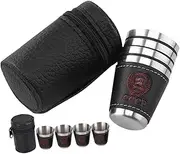WESIEVYA 2 Sets Portable Stainless Steel Mini Wine Cups of Drinking Cups for Camping Picnics Travel Lightweight Easy to Clean Stackable with Storage Case