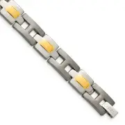 Titanium Brushed and Polished Yellow IP-Plated Bracelet 9" 26.78gm