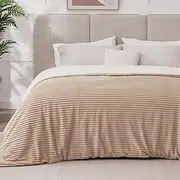 [Kozyhvn] Sherpa Throw Blanket for Couch - Soft Cozy Fleece, Warm for Winter, Reversible for Sofa, Khaki, 50 x 60 Inches