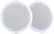 Giantz 6” Ceiling Speaker, Set of 2 80W Stereo Audio Speakers Tweeter Wall Mount Home Theatre System, Metal Cover Voice Coil and 2 Retaining Clips White