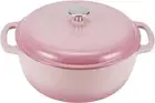Amazon Basics Cast Iron Dutch Oven Pot with Lid, Enameled, 6-Quart, Pink