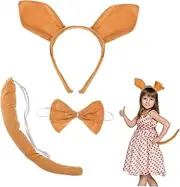 VINTORKY 1 Set Set Kangaroo Headband Set Bunny Stuffed Animal Kangaroo Animal Cosplay Kit Costumes for Rabbit Accessories Hair Tie with Bow Dress Brown Short Plush Bow Tie Miss Cartoon